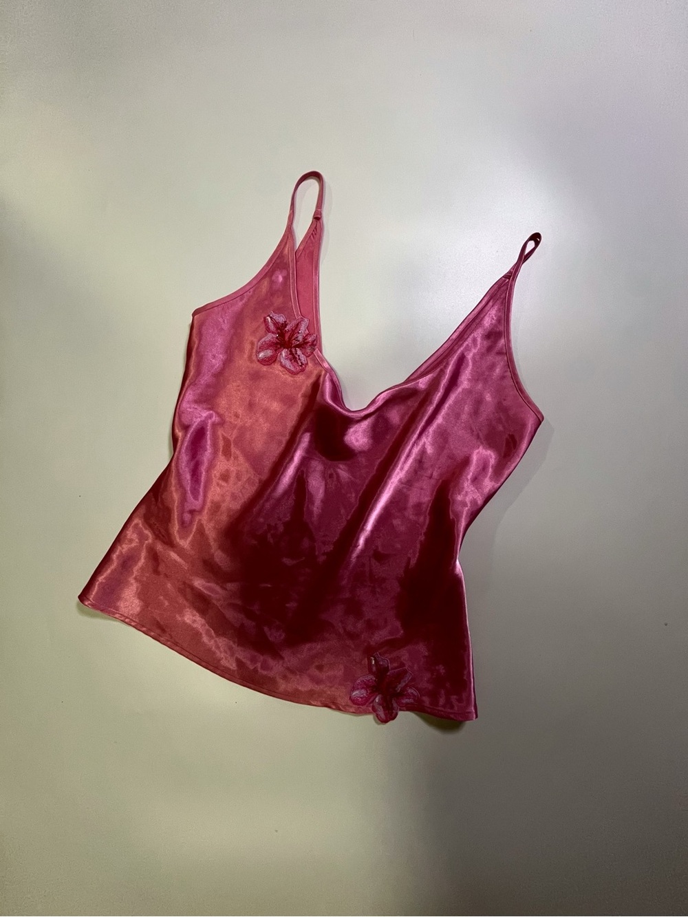 y2k pink floral embellished slip top